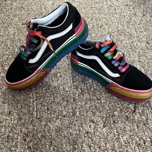 Vans Black Sneakers with Rainbow Soles